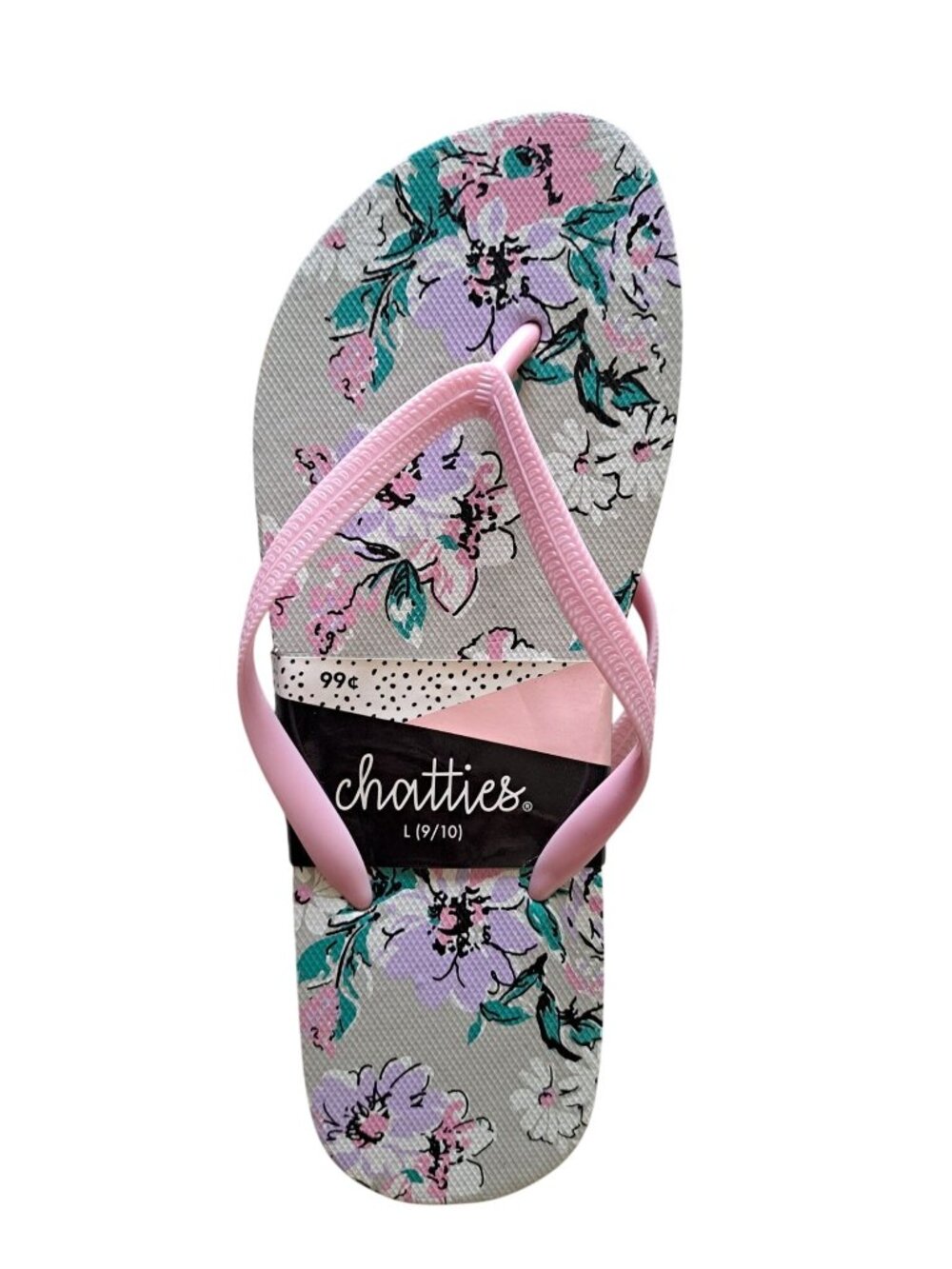 New Chatties Floral Womens Flip Flops Sandals Size L 9/10 Pink Straps Summer